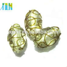 Italy clear silver foil beads lampwork directly hole glass beads